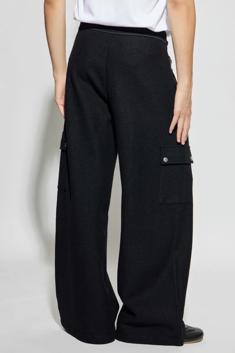 Zip Detailed Wide Leg Trousers