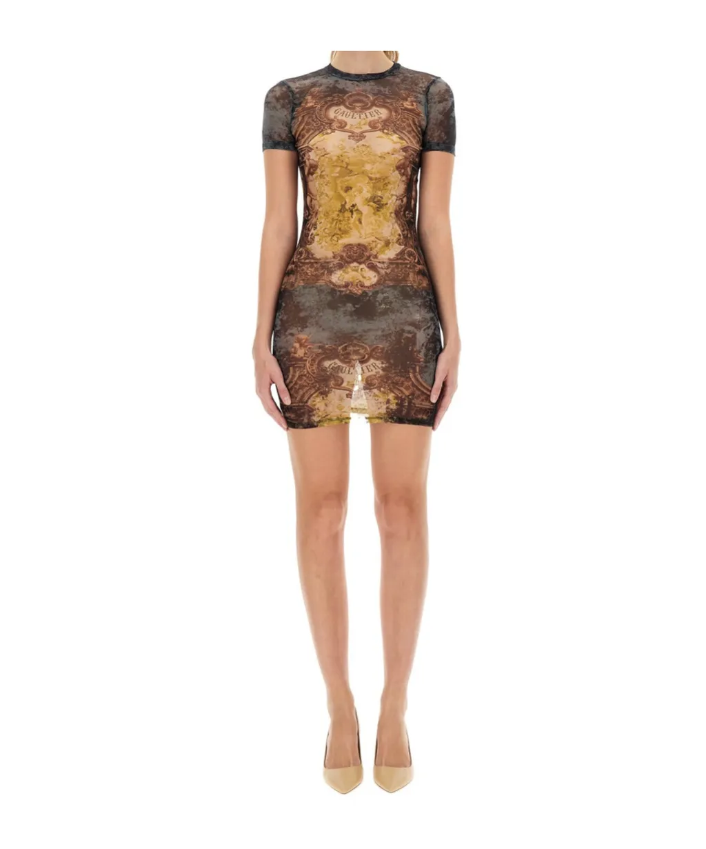 Printed Crew Neck Dress