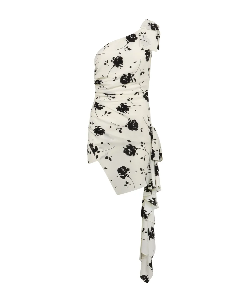Floral-Print Draped Dress