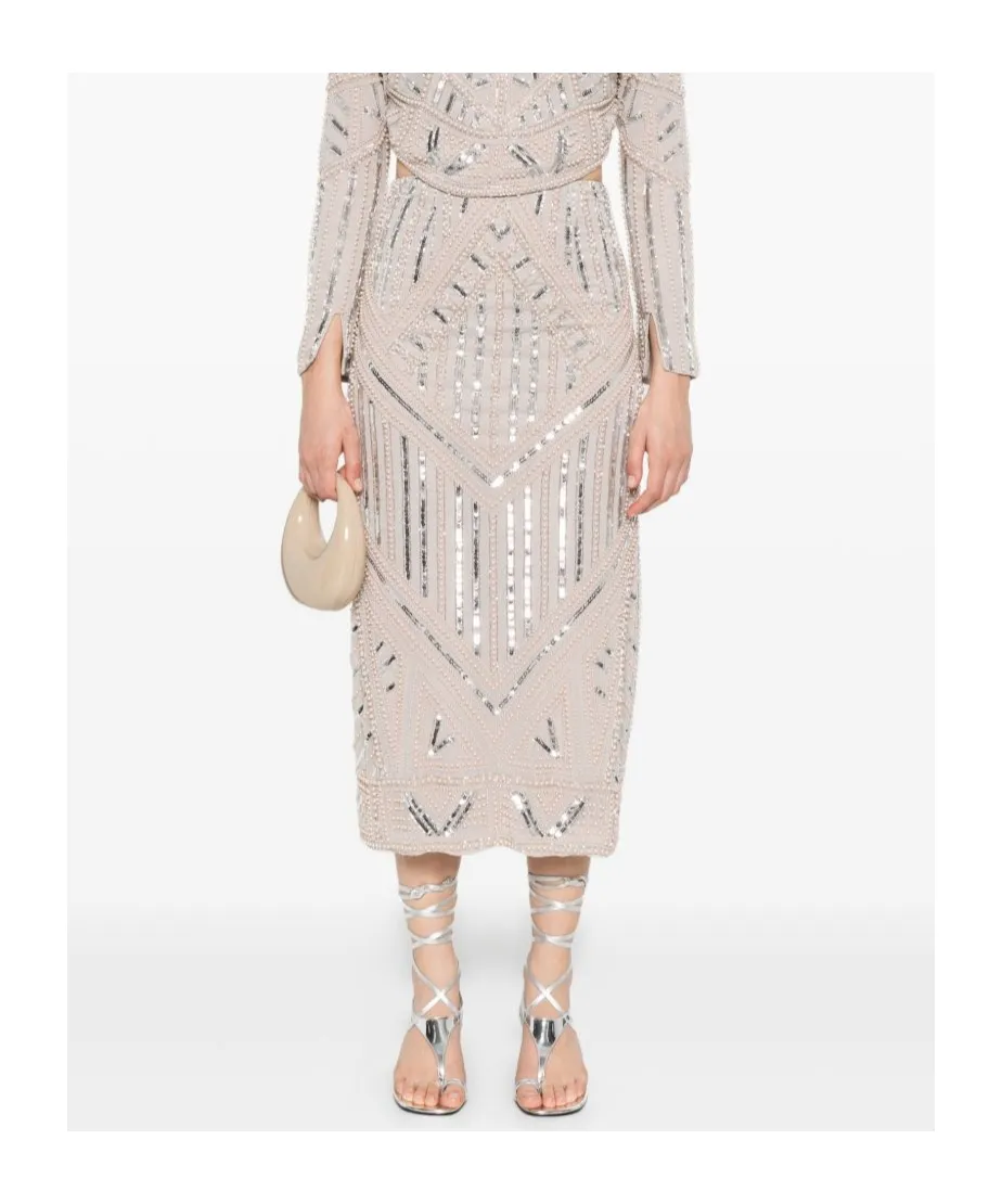 Sequin-Embellished Geometric Skirt
