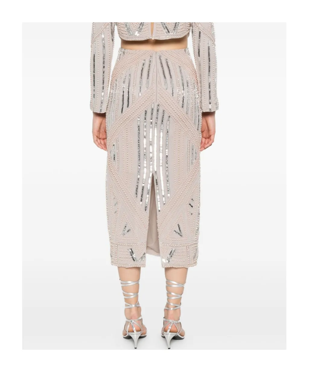 Sequin-Embellished Geometric Skirt