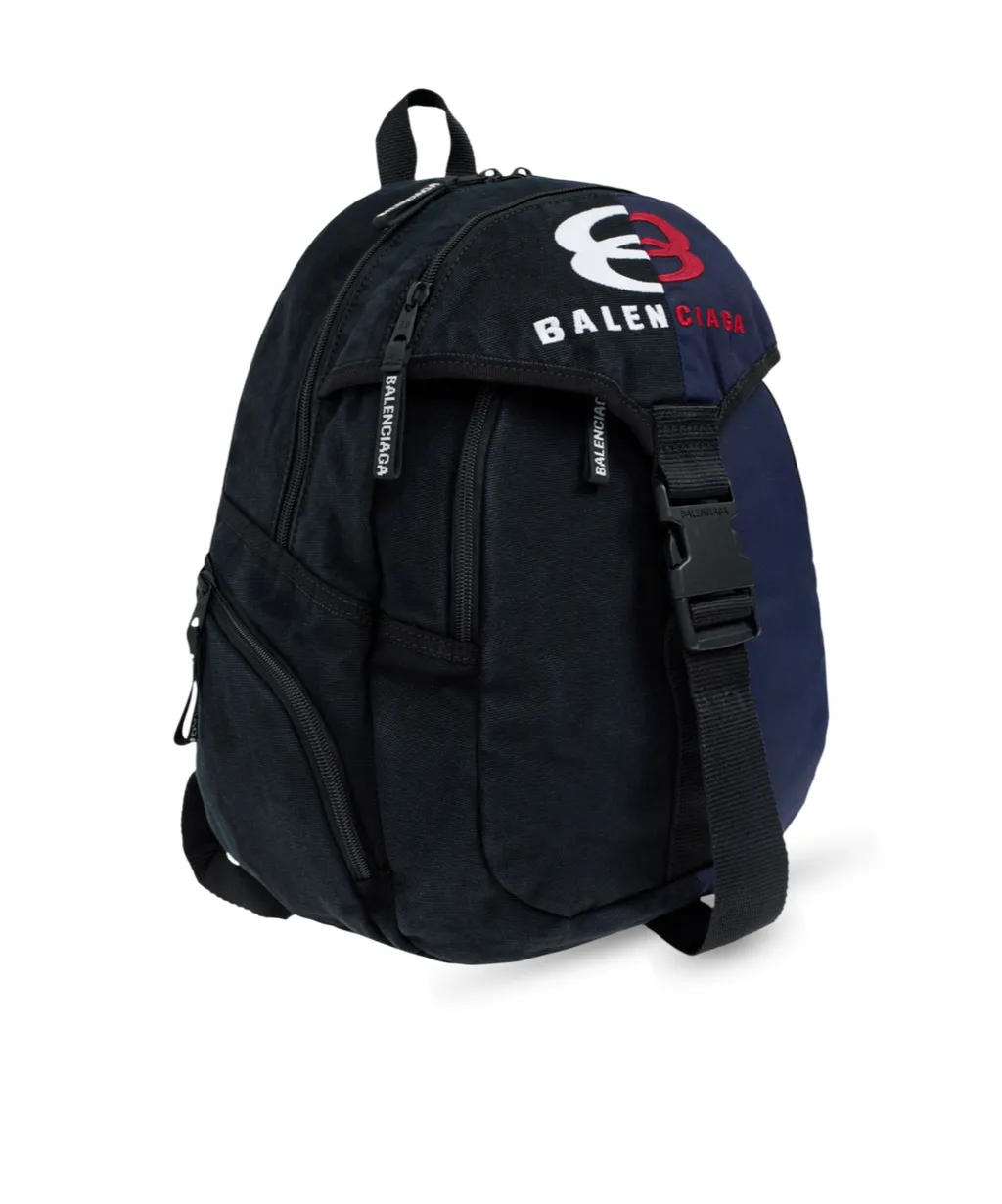 Logo Embroidered Buckled Backpack
