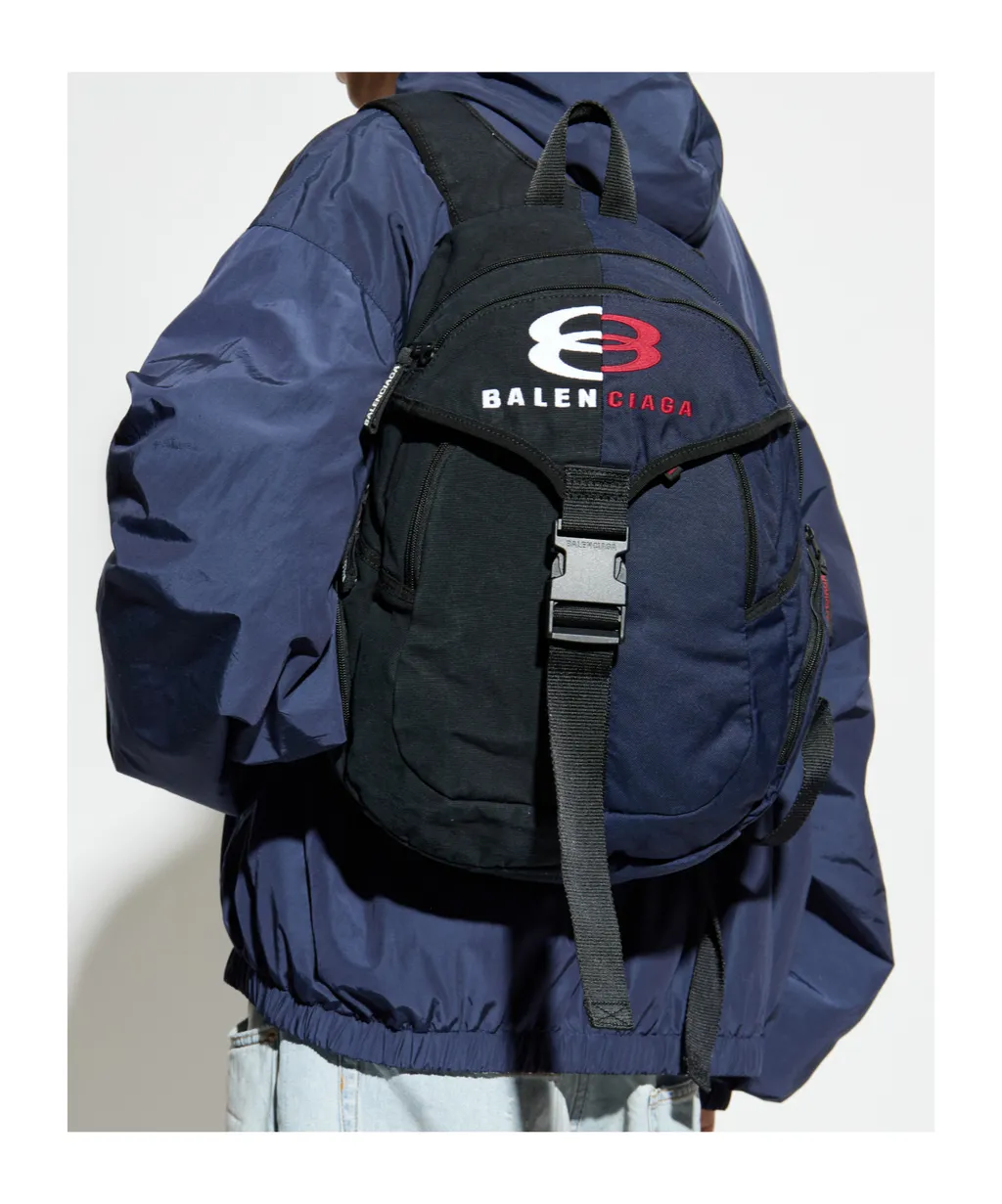 Logo Embroidered Buckled Backpack