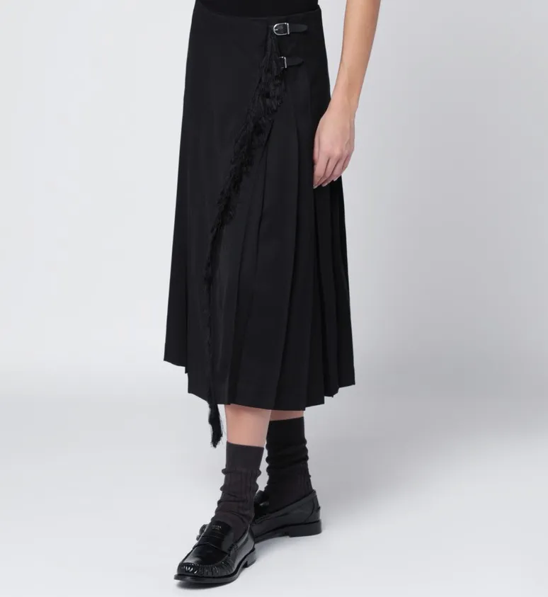 Adjustable-Straps Midi Skirt