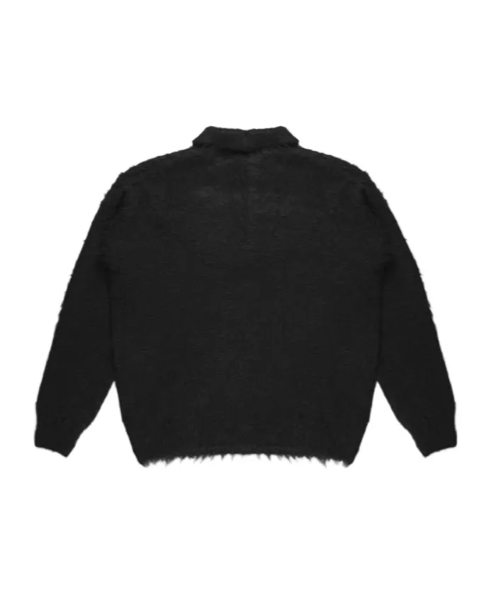 Long-Sleeved Brushed Polo Sweater