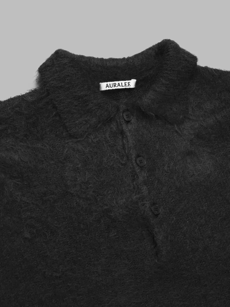 Long-Sleeved Brushed Polo Sweater