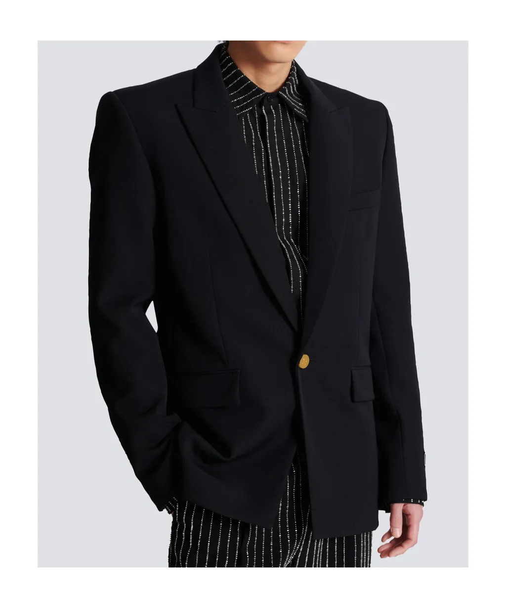 Grain De Poudre Wool 1-Button Jacket