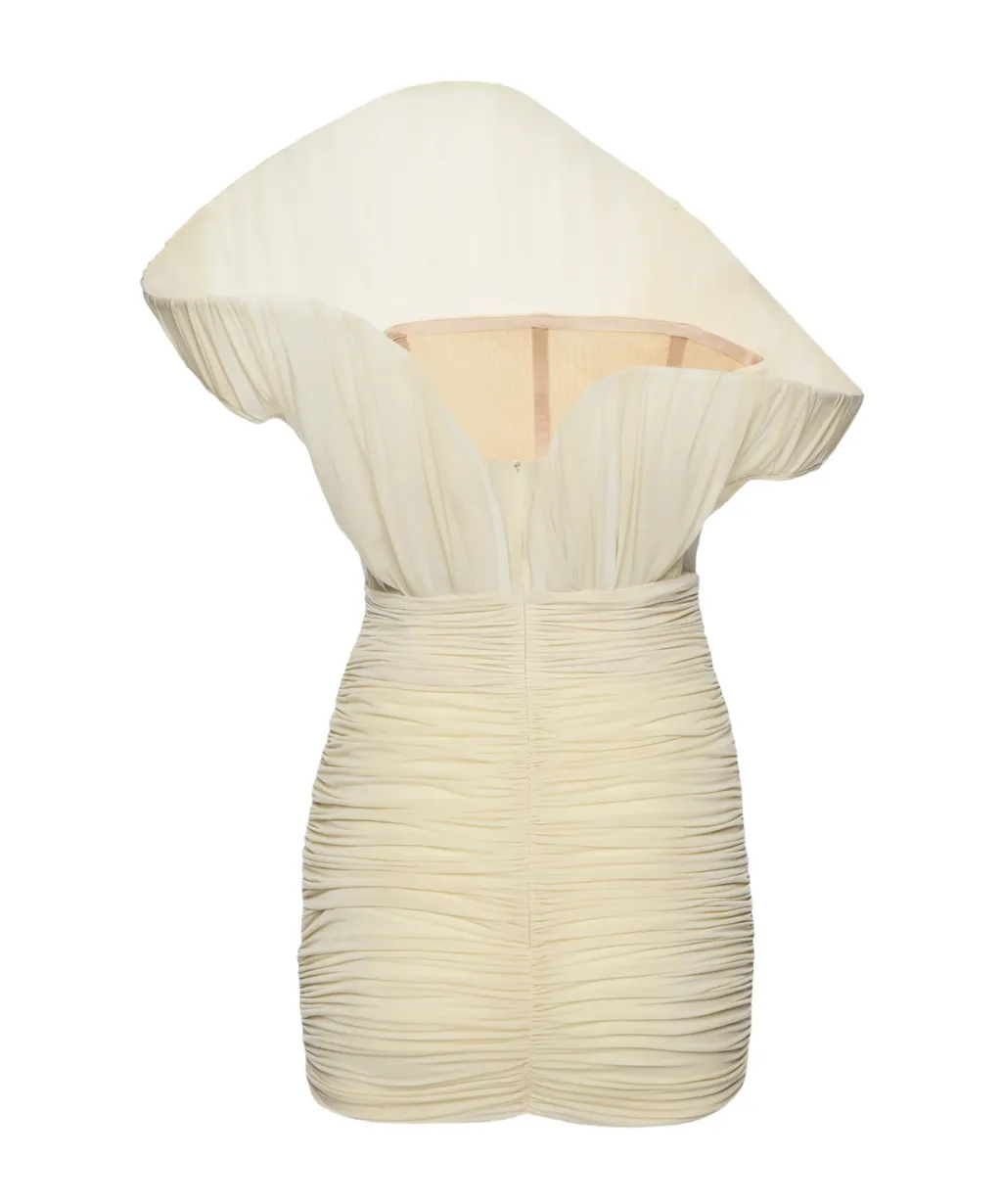 One-Shoulder Fan Mini Dress