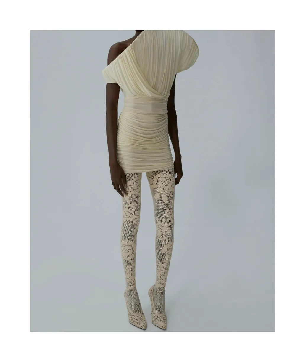 One-Shoulder Fan Mini Dress