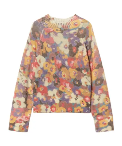 Floral-Print Mock-Neck Sweater