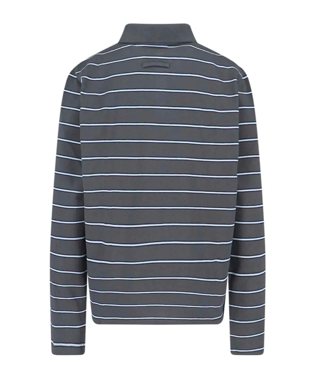 Long-Sleeved Striped Polo Shirt