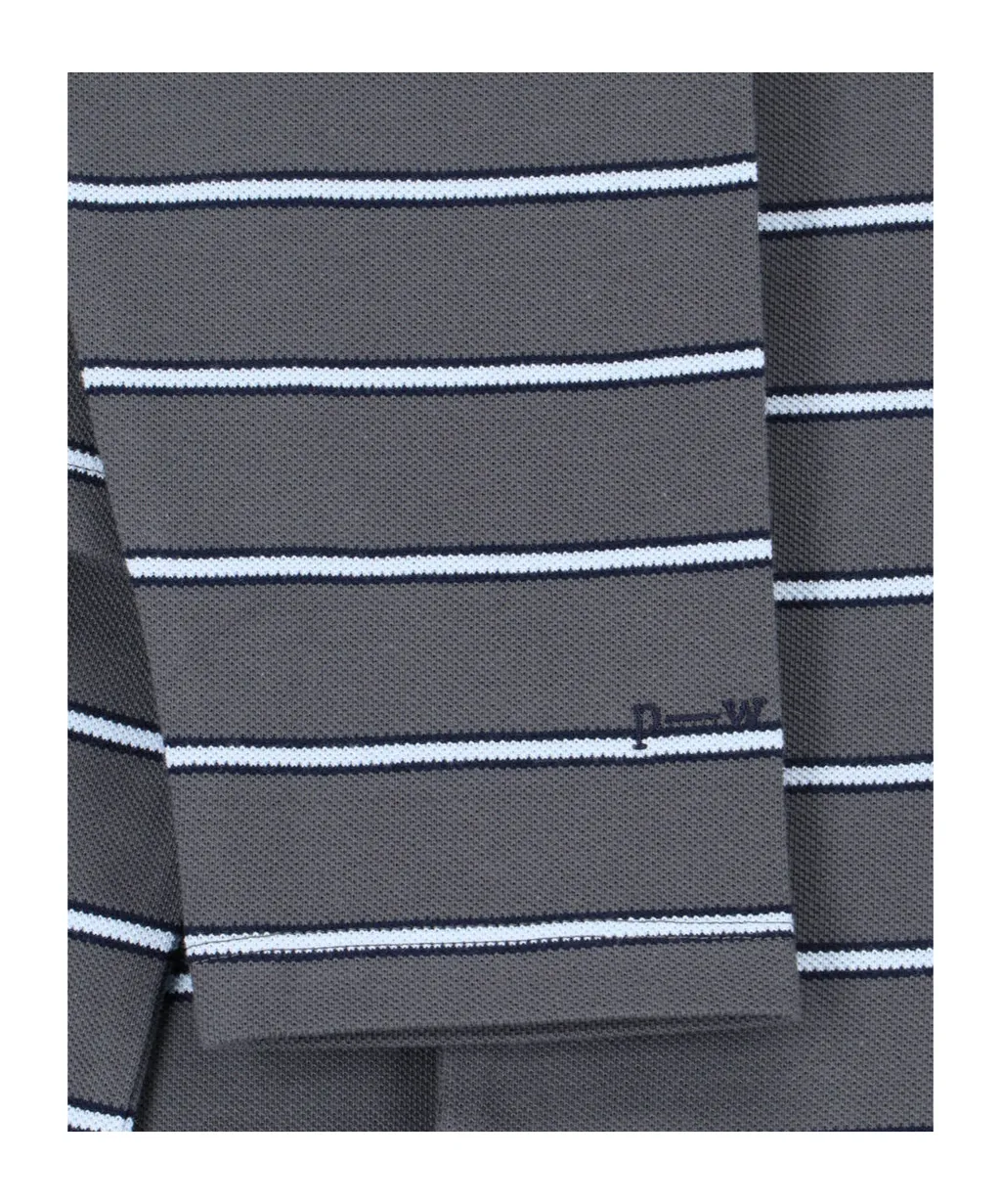 Long-Sleeved Striped Polo Shirt
