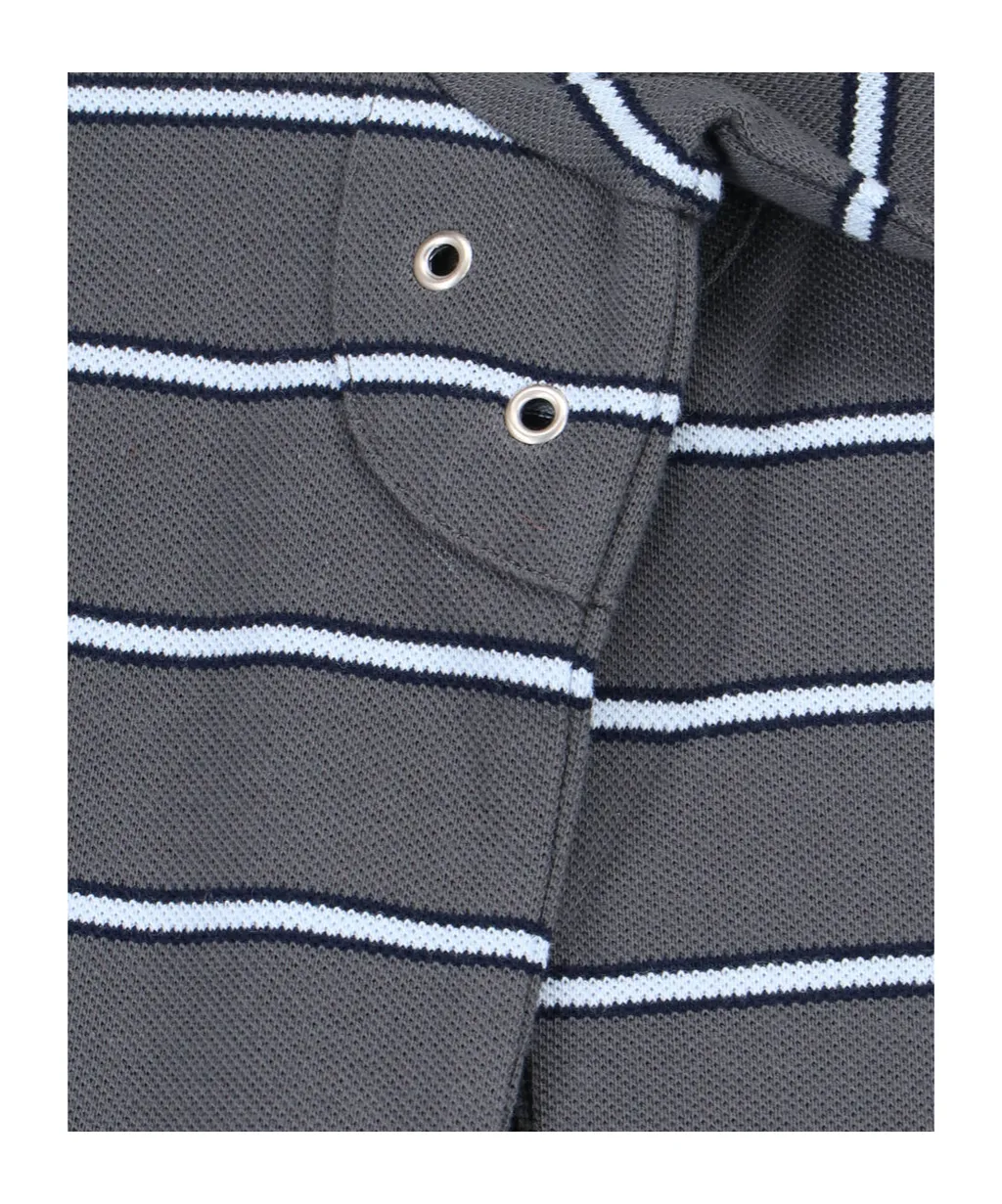 Long-Sleeved Striped Polo Shirt