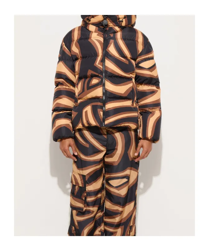 Abstract Printed Hooded Padded Jacket
