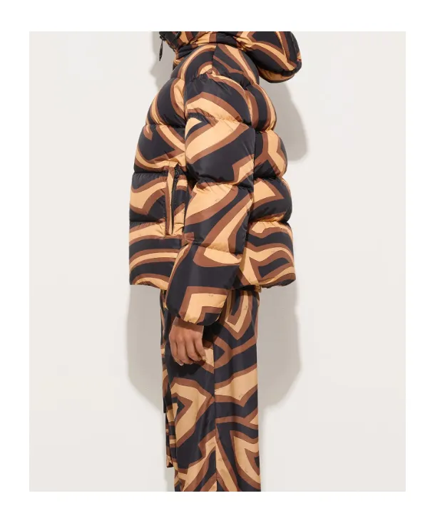 Abstract Printed Hooded Padded Jacket