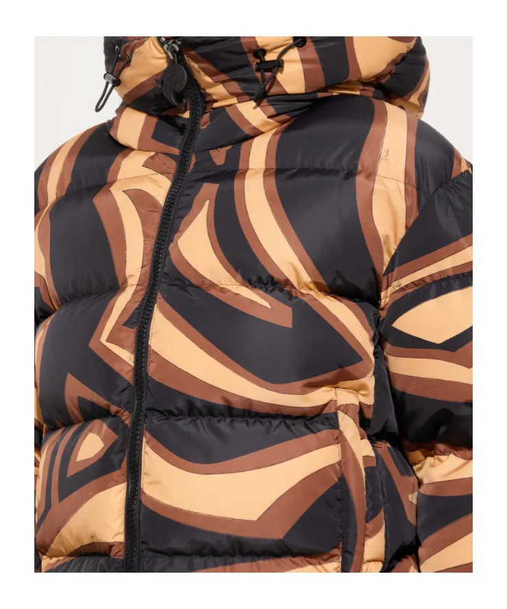 Abstract Printed Hooded Padded Jacket