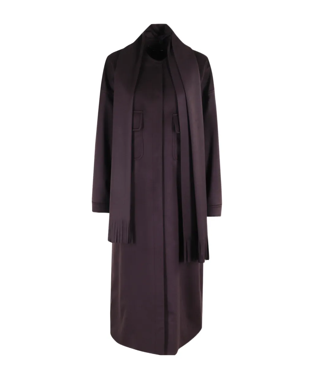 Attached-Scarf Coat