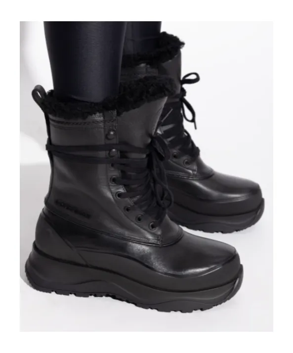 Fur-Trim Lace-Up Boots
