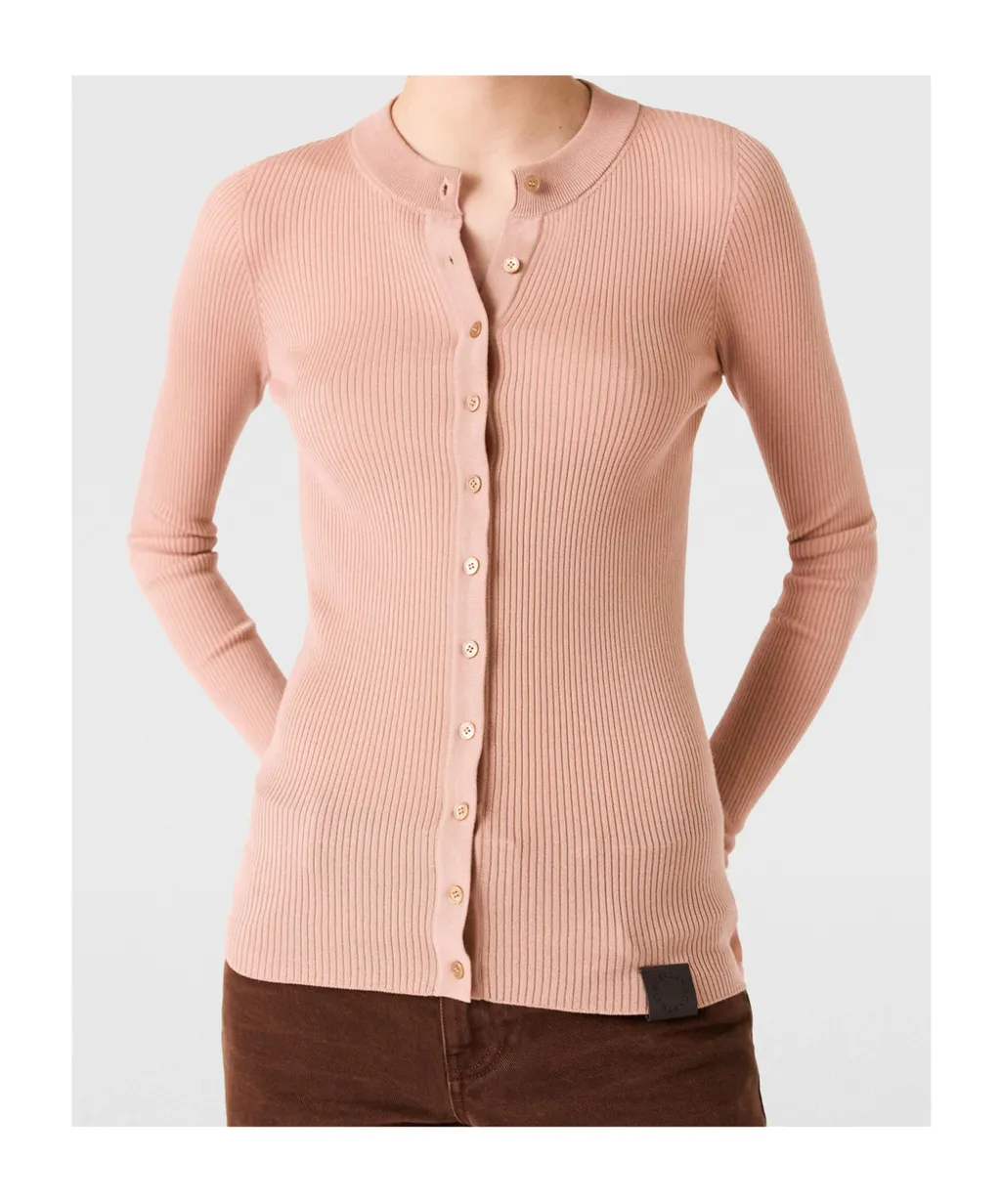 Crewneck Ribbed Knit Cardigan