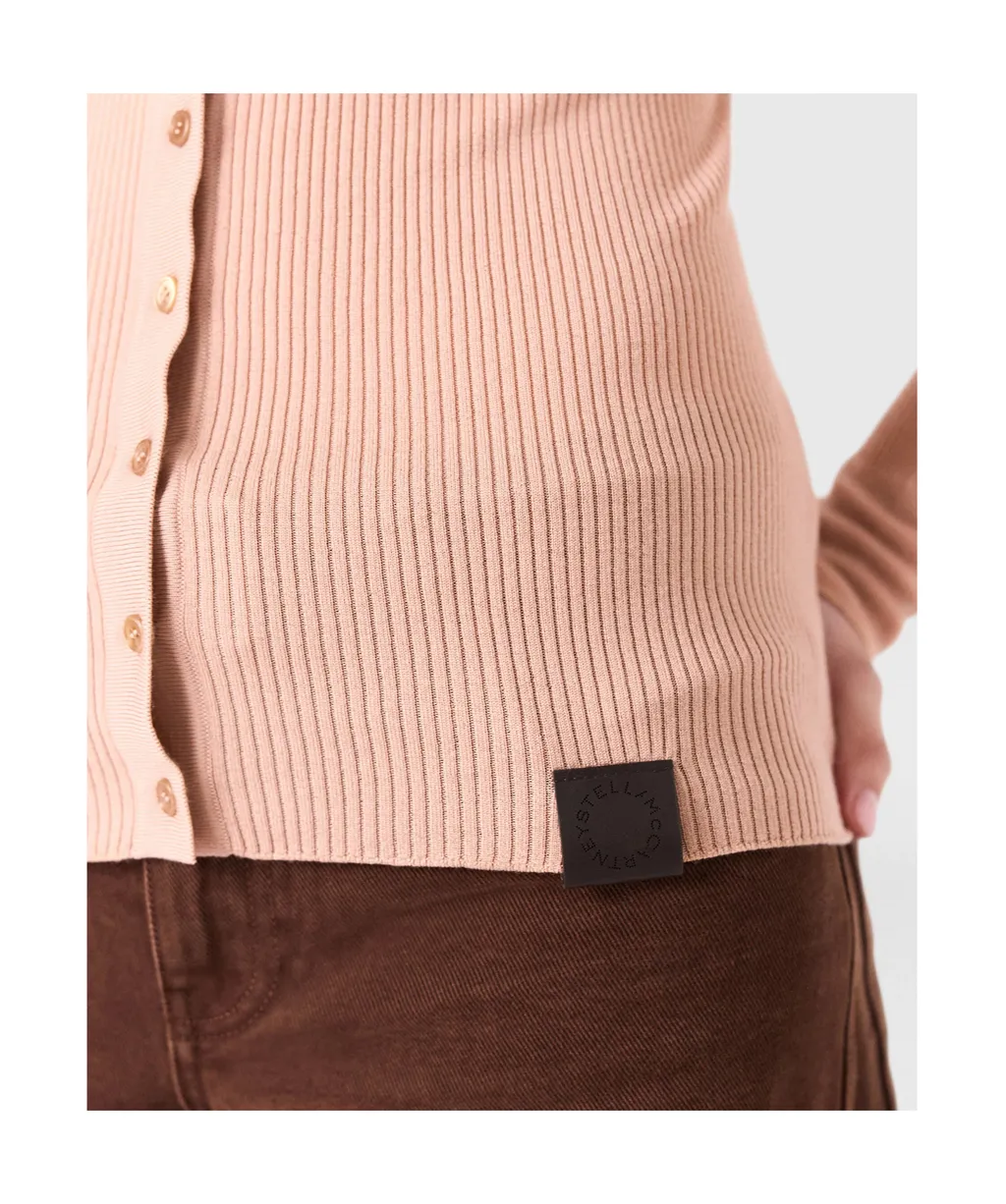 Crewneck Ribbed Knit Cardigan
