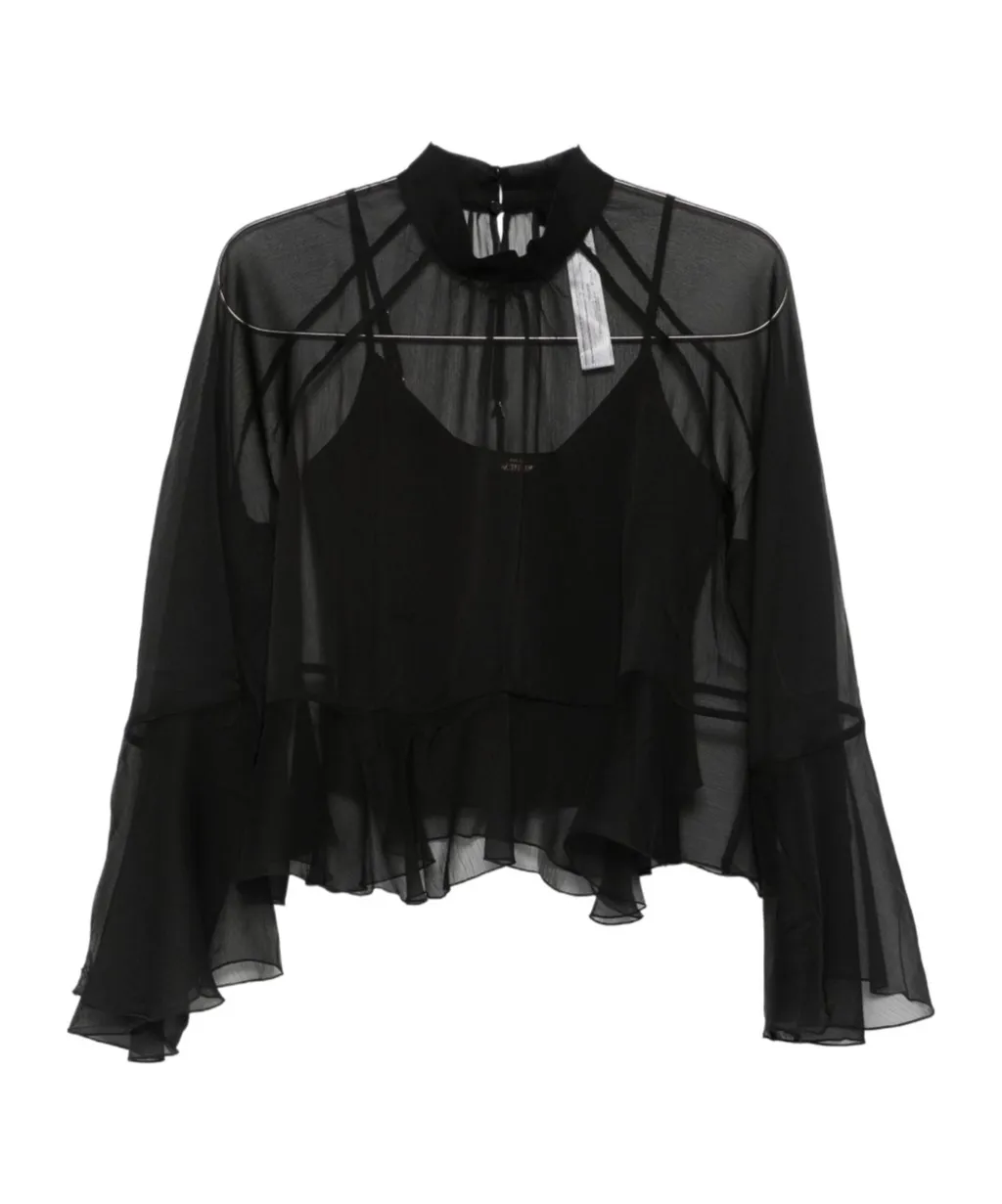 Ruffled High-Neck Top