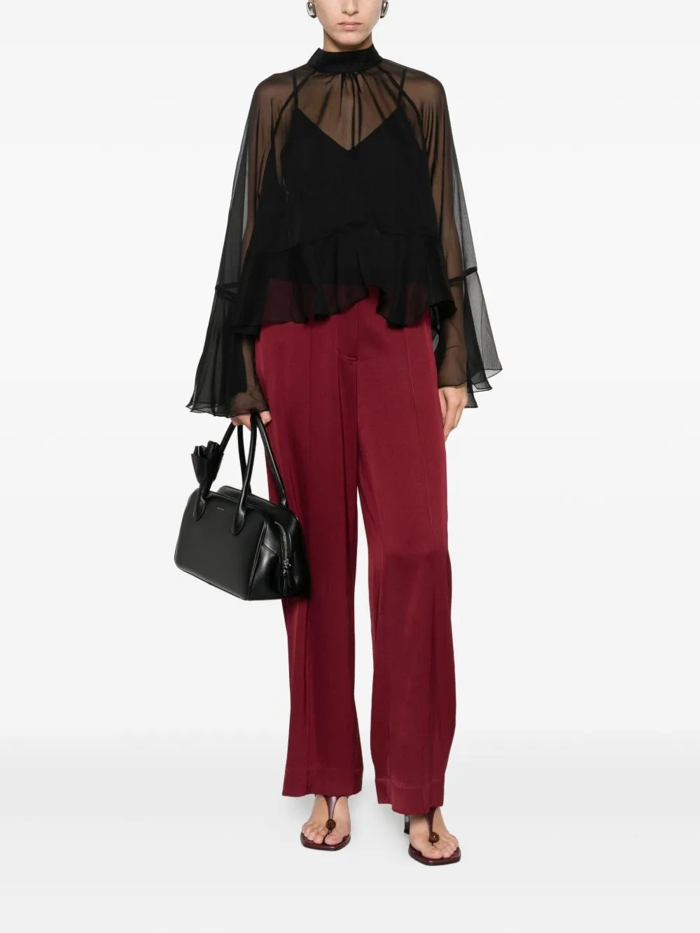 Ruffled High-Neck Top
