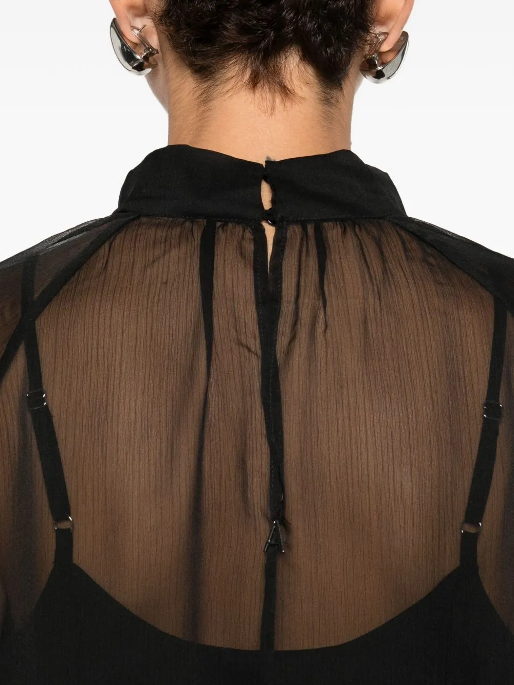 Ruffled High-Neck Top