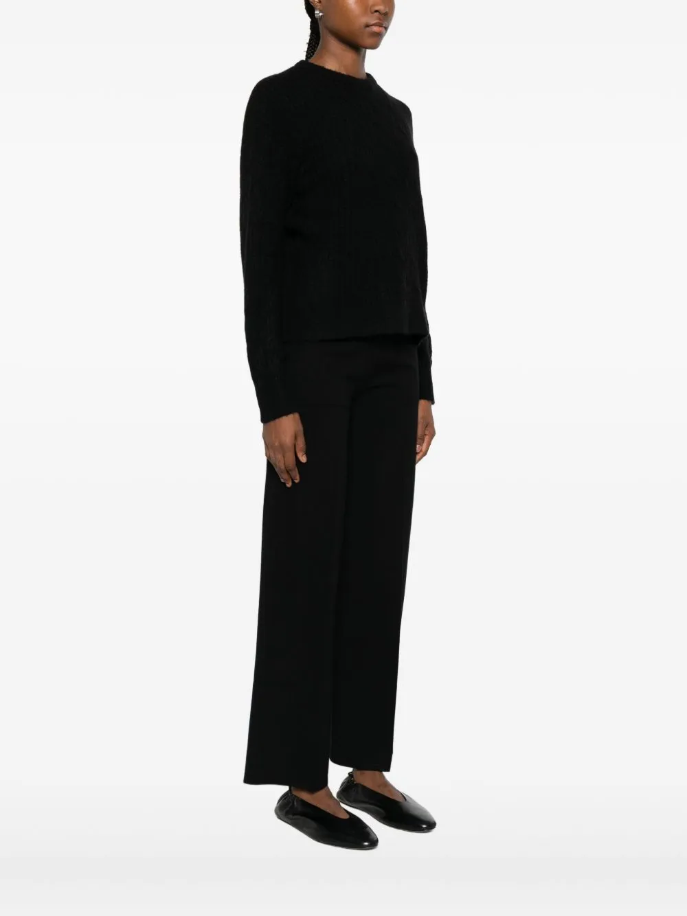 Cable-Knit Crew-Neck Top