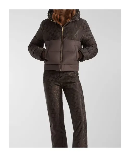 Ff Jacquard Hooded Padded Jacket
