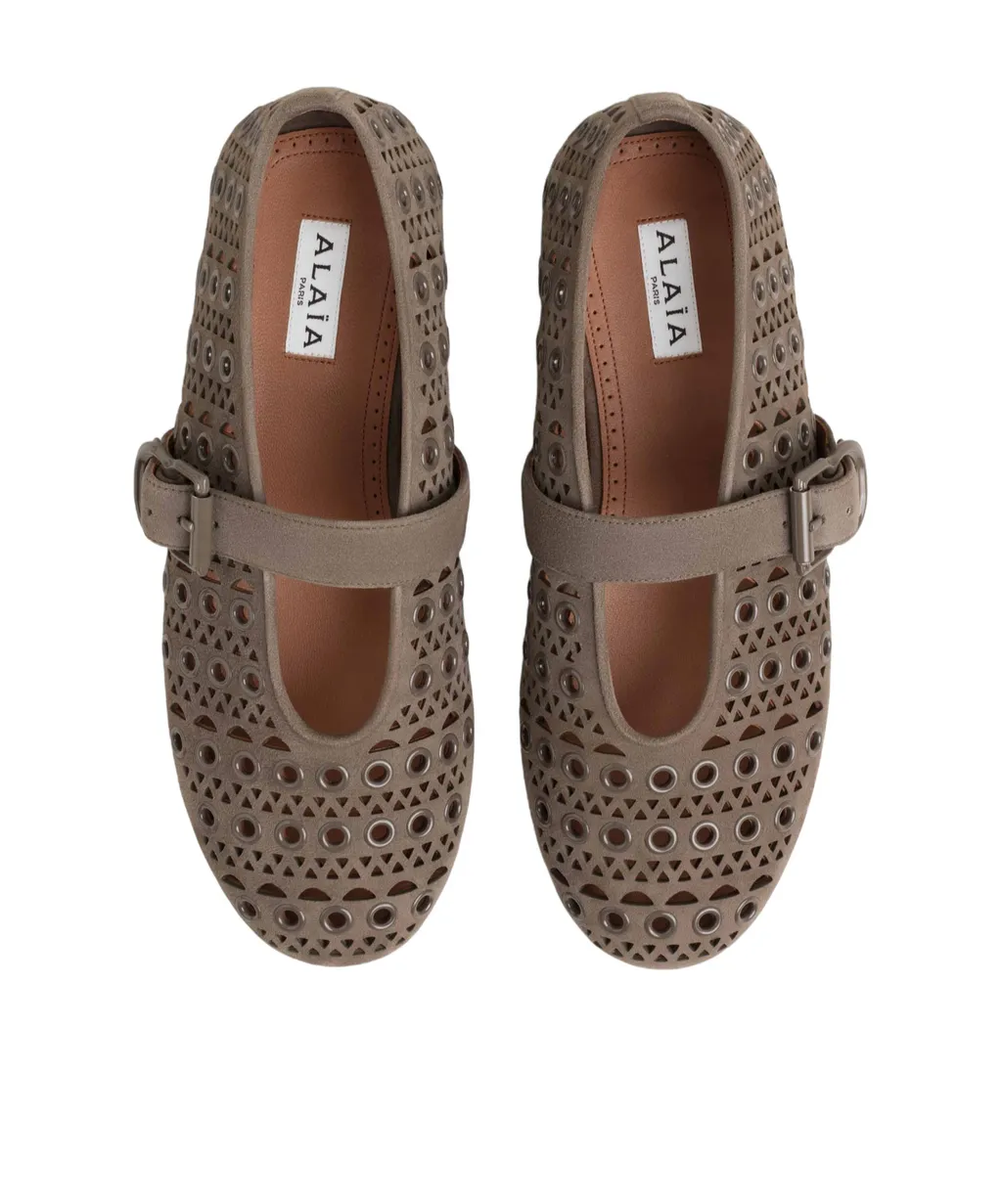 Ballet Flats In Vienne Suede With Eyelets