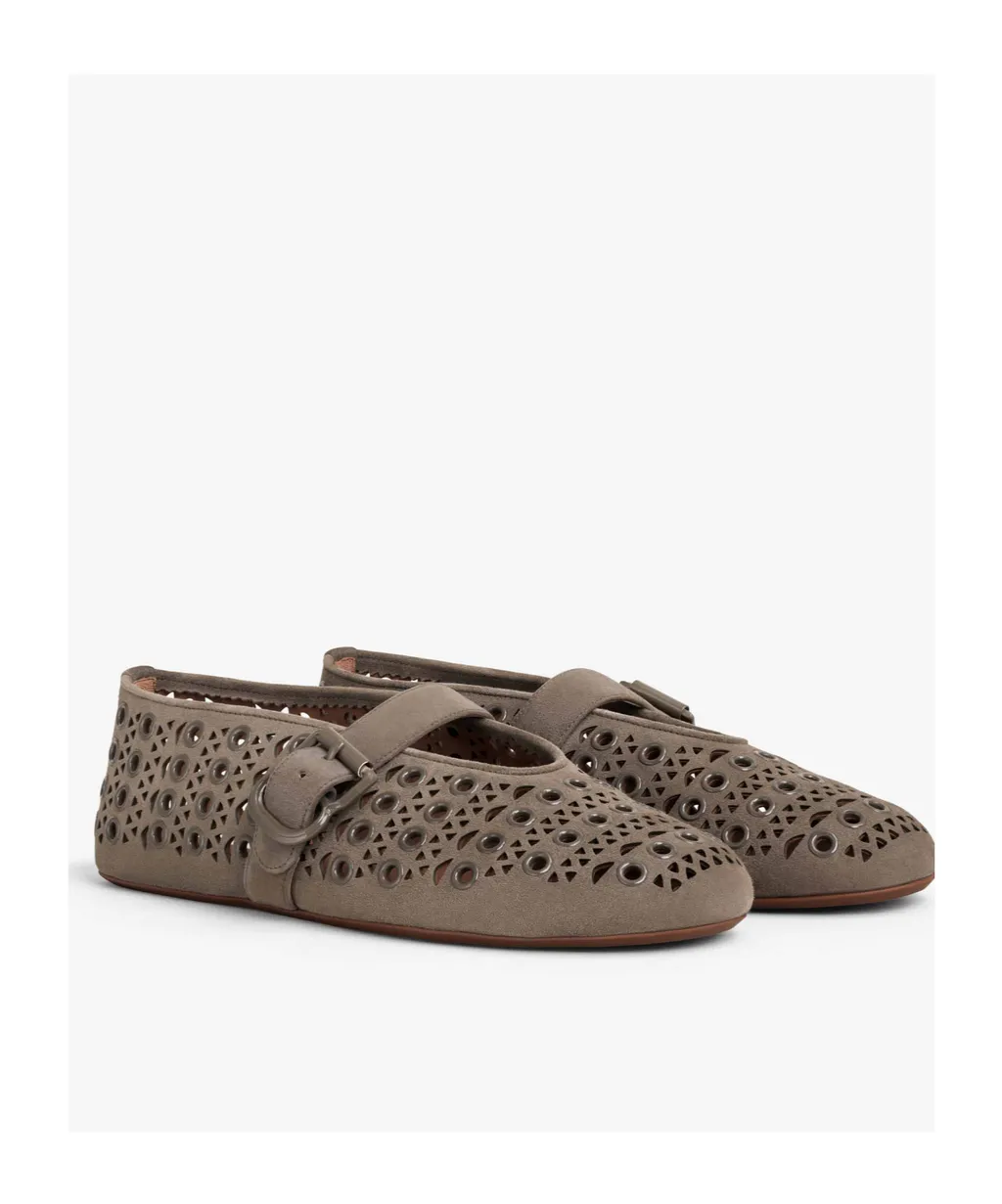 Ballet Flats In Vienne Suede With Eyelets