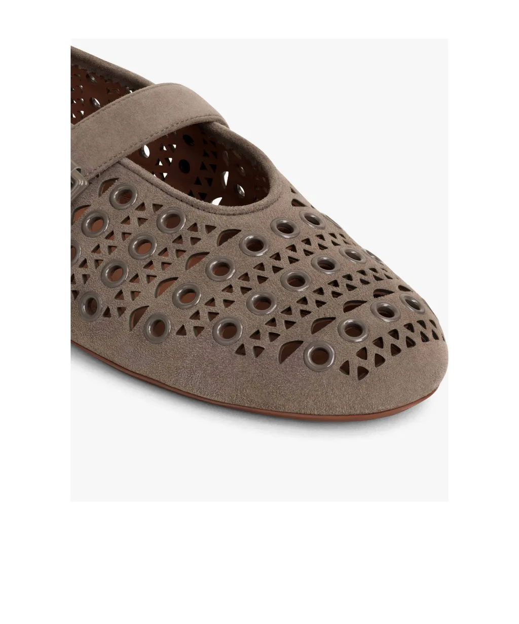 Ballet Flats In Vienne Suede With Eyelets