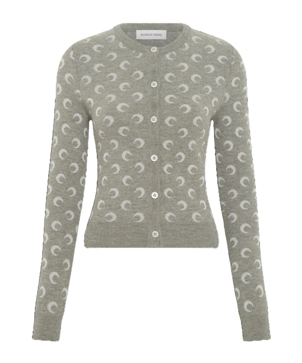 Moon Jacquard Knit Fitted Cardigan