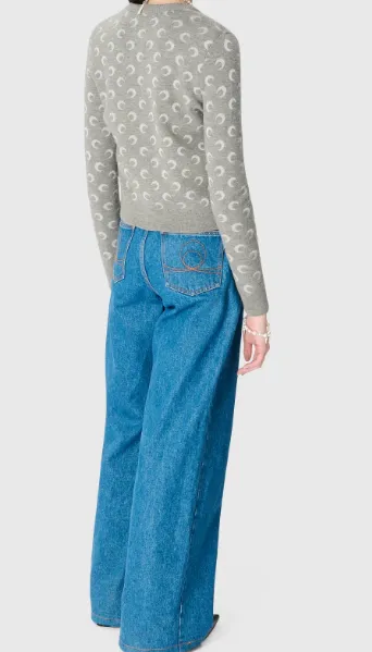 Moon Jacquard Knit Fitted Cardigan
