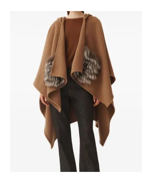 Hooded Cloak With Fur Pockets