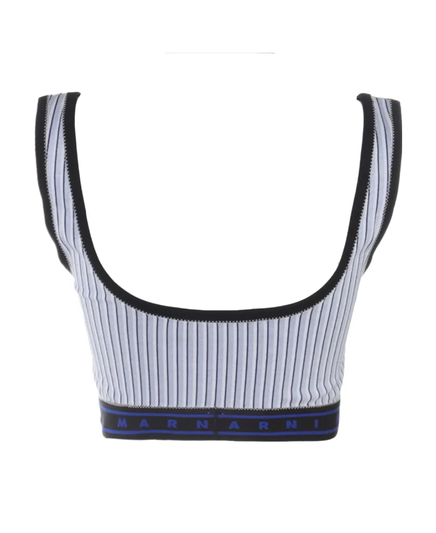 Logo Tape Striped Top