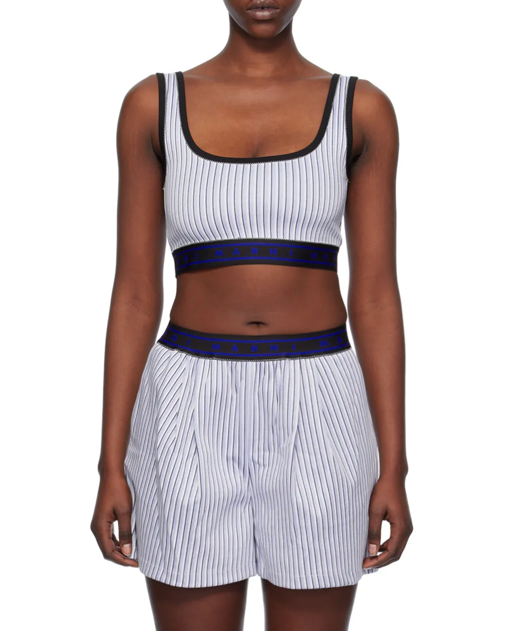 Logo Tape Striped Top