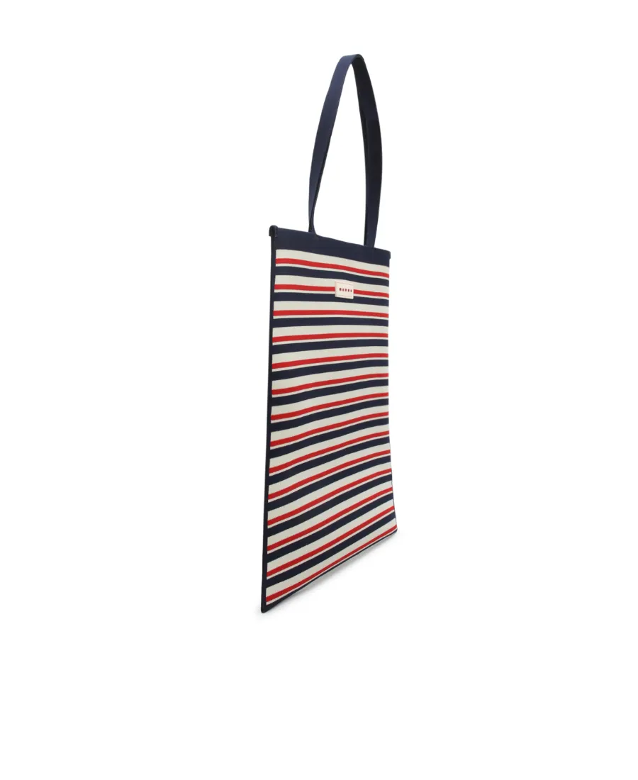 Striped Logo Patch Tote Bag
