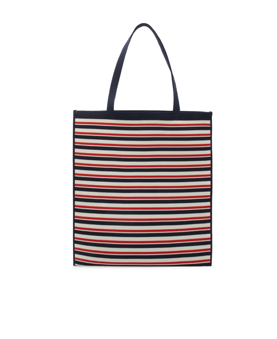Striped Logo Patch Tote Bag