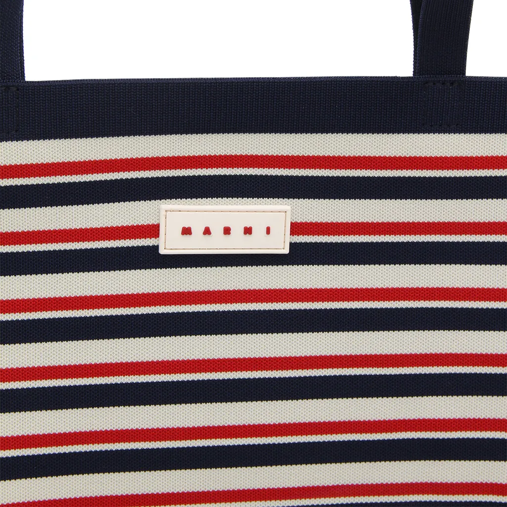 Striped Logo Patch Tote Bag