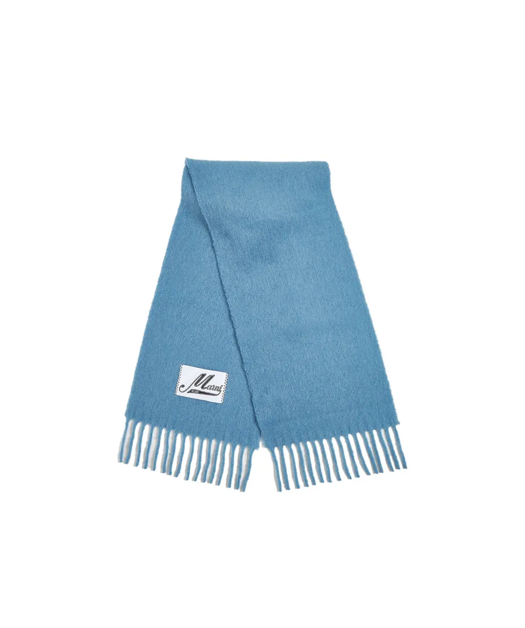 Logo Patch Fringed-Edge Scarf