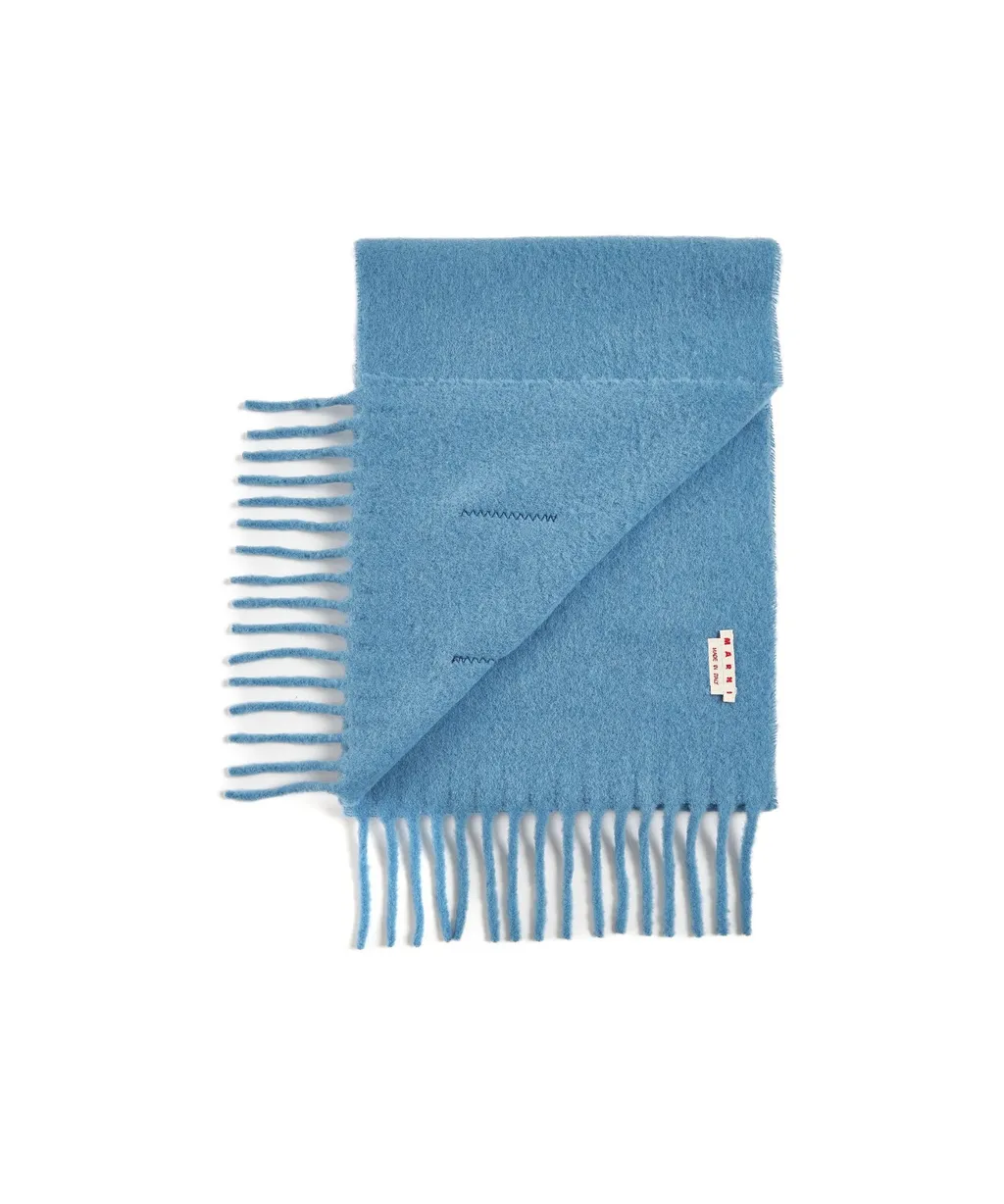 Logo Patch Fringed-Edge Scarf