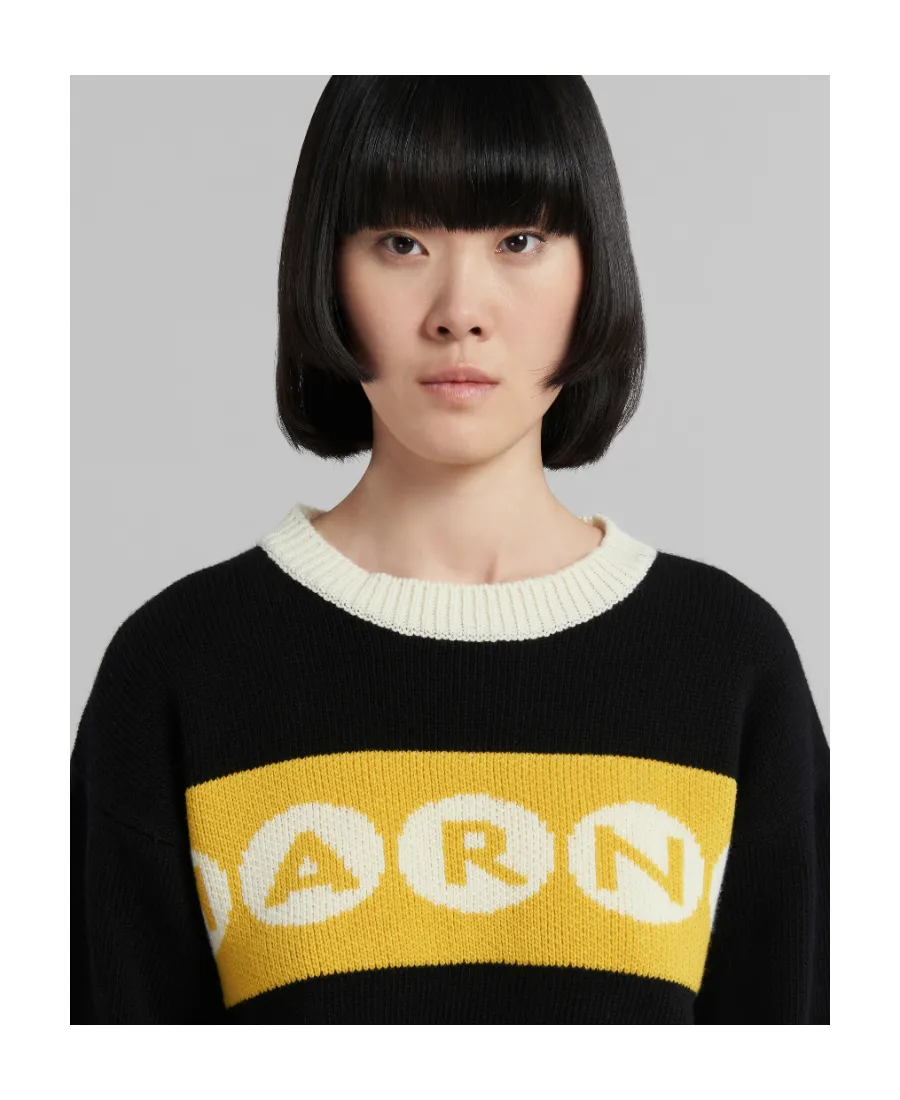 Logo Intarsia Cropped Knitted Jumper