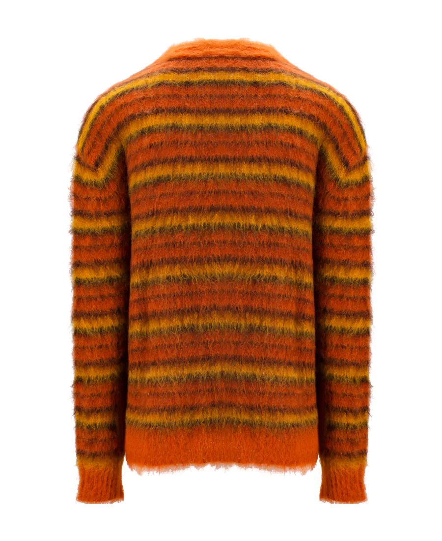 V-Neck Striped Knit Cardigan