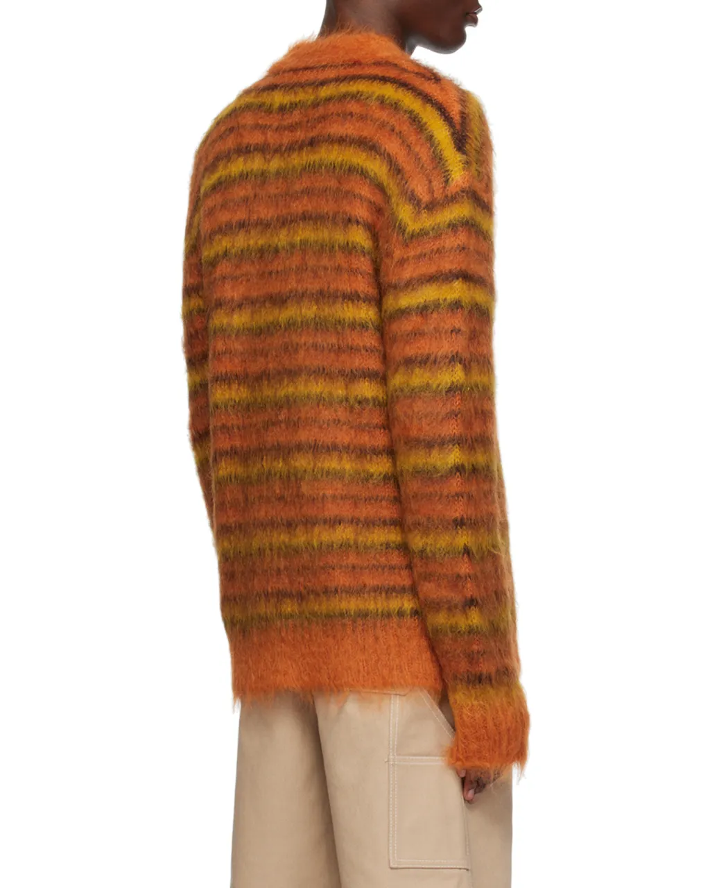 V-Neck Striped Knit Cardigan