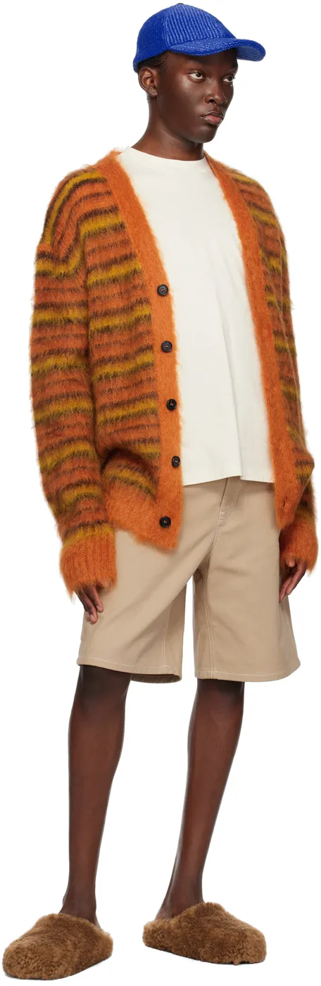 V-Neck Striped Knit Cardigan