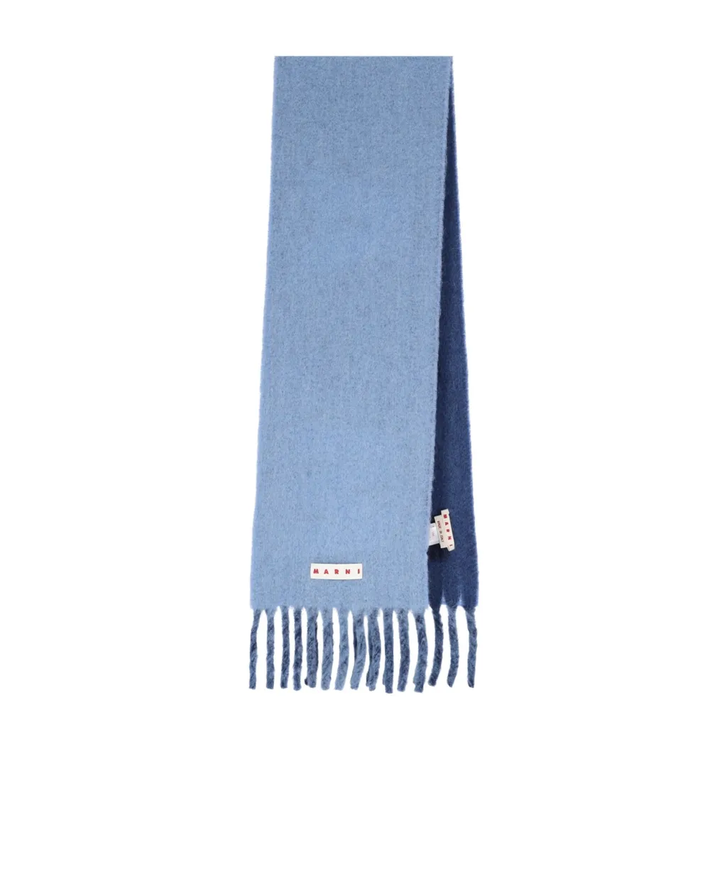 Logo Printed Fringed Scarf