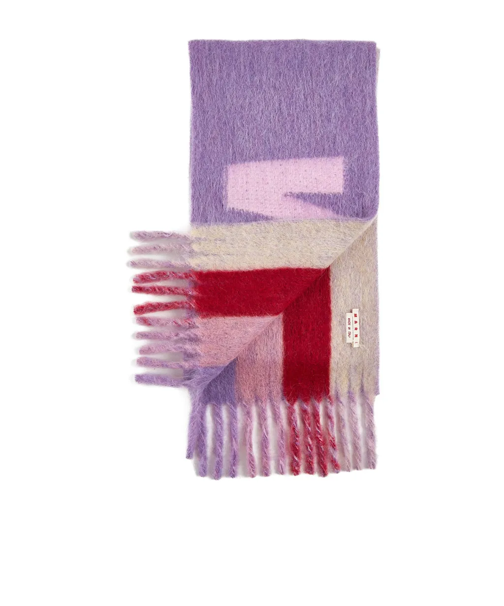 Logo Detailed Frayed-Edge Scarf