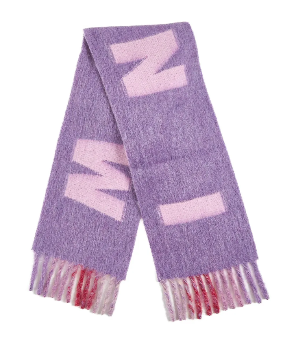 Logo Detailed Frayed-Edge Scarf