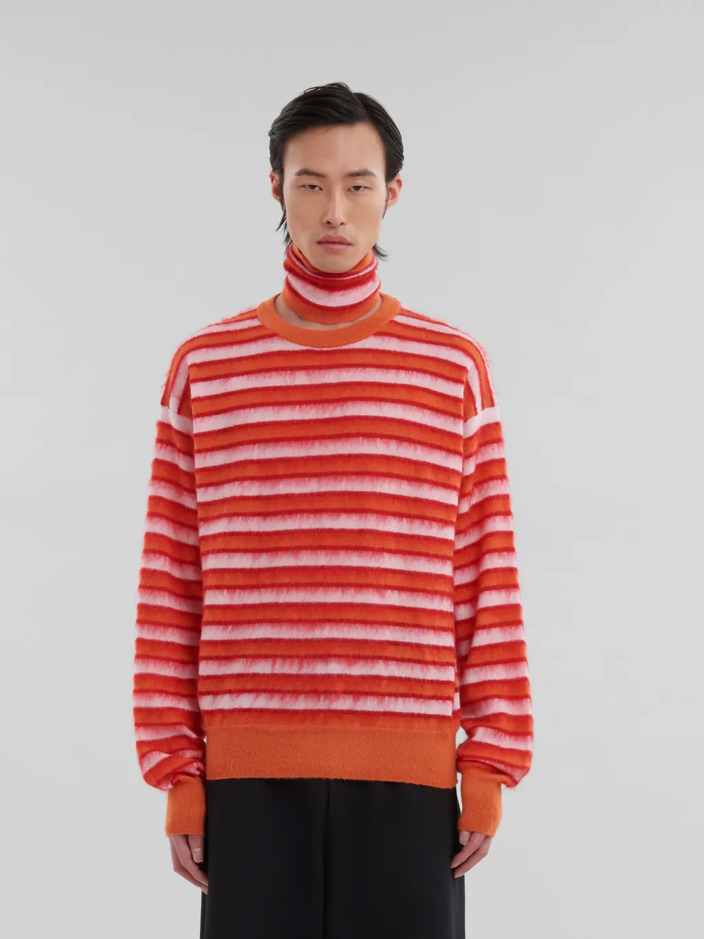 Striped Roll-Neck Knitted Jumper